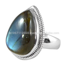 Pierres gemmes en laiterite naturelles et anneaux en or 925 en argent sterling Simple Design Bezel Ring